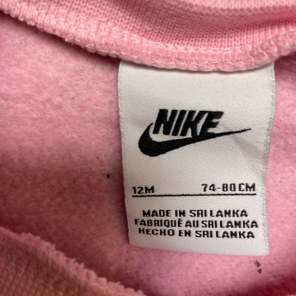Nike Sweatshirt Toddlers 12M Pink Cotton Fleece Lined Ribbed Hem Swoosh Logo